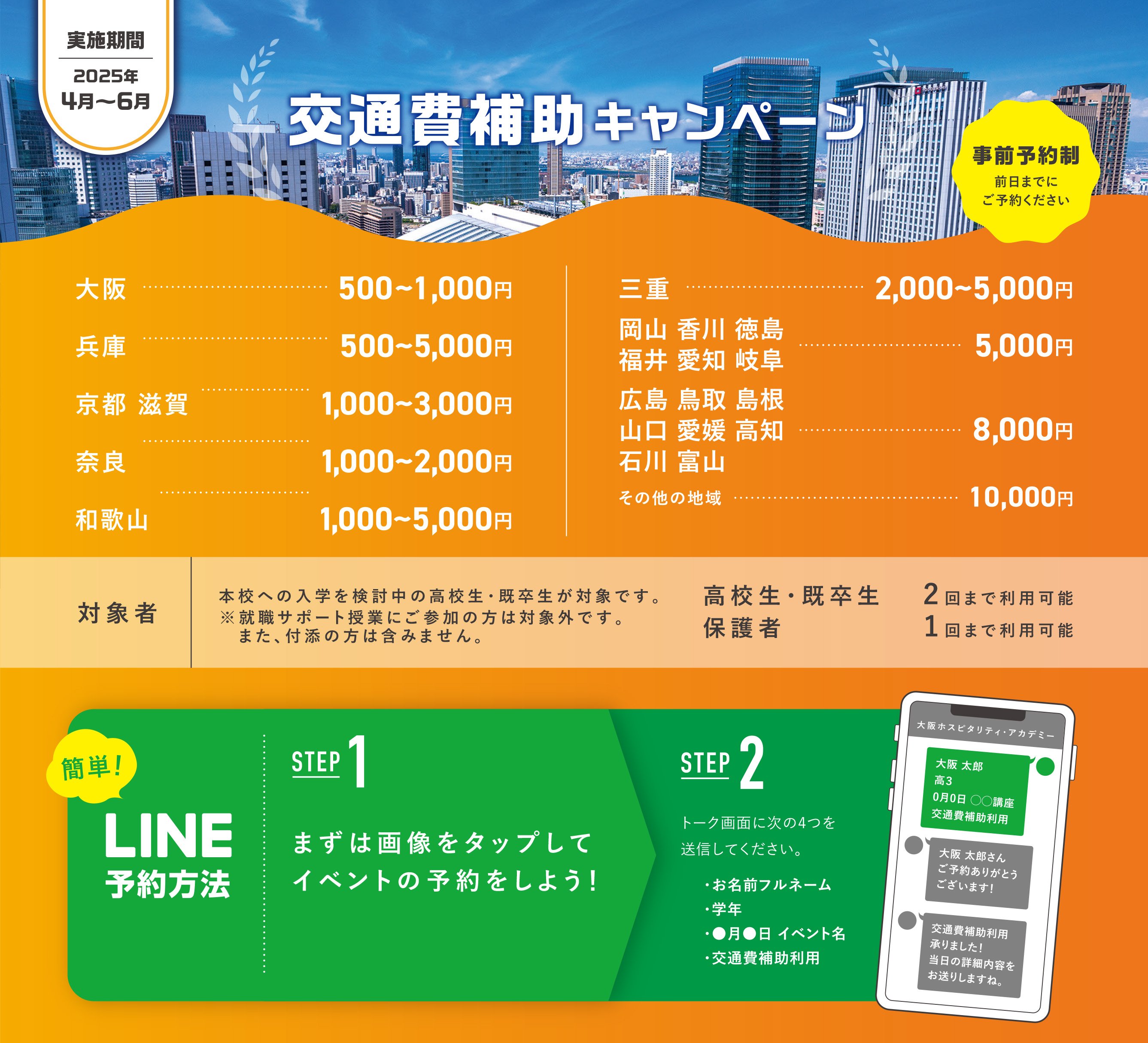 大口取引歓迎中！ 交通費補助キャンペーン実施中☆ ｜ニュース｜専門学校大阪